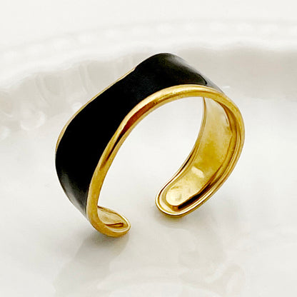 Simple Style Irregular Stainless Steel Enamel Plating Gold Plated Rings