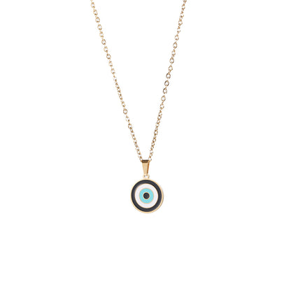 Simple Style Devil's Eye Titanium Steel Enamel Pendant Necklace