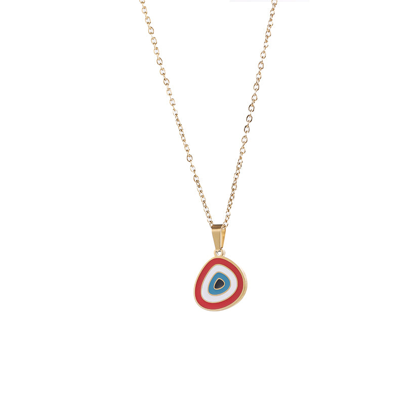 Simple Style Devil's Eye Titanium Steel Enamel Pendant Necklace