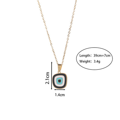 Simple Style Devil's Eye Titanium Steel Enamel Pendant Necklace