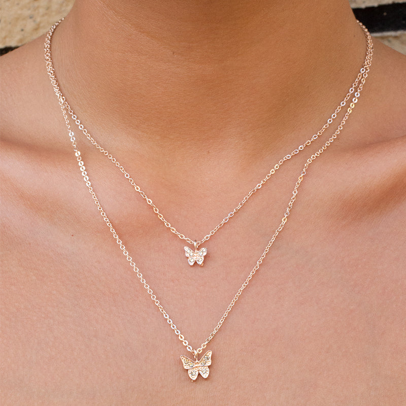 Elegant Leaves Butterfly Alloy Inlay Zircon Women's Necklace