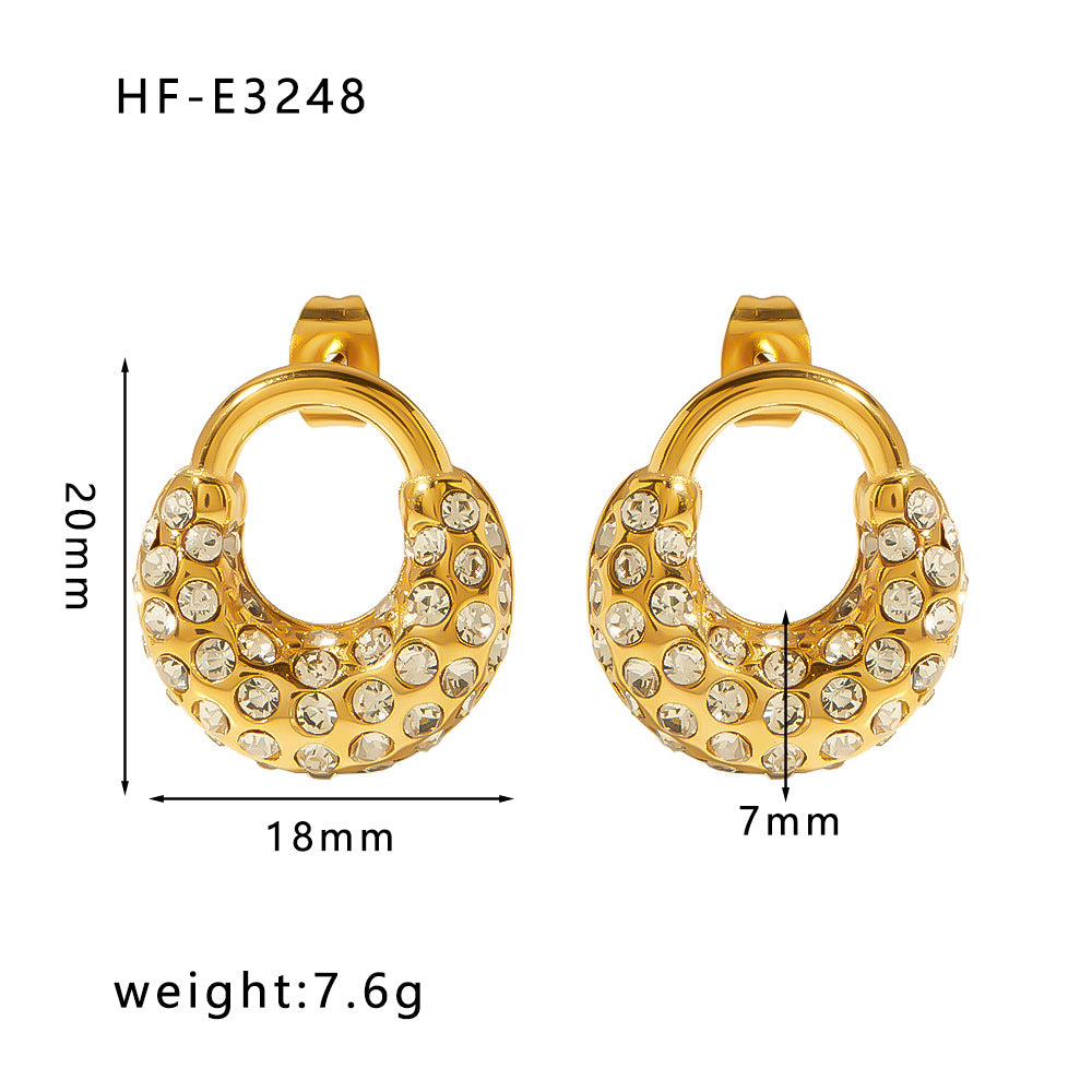 1 Pair Classic Style U Shape Crown Butterfly Plating Inlay Stainless Steel Artificial Pearls Zircon 18k Gold Plated Earrings