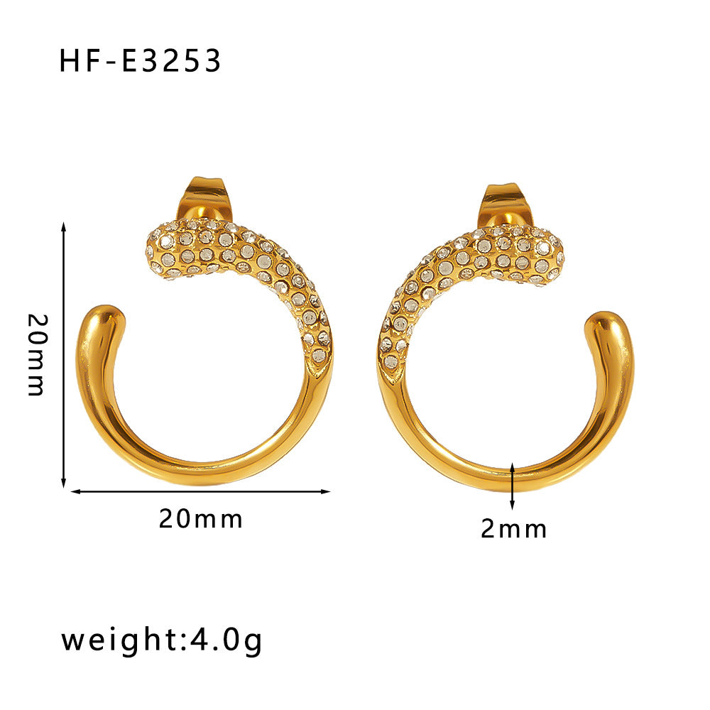 1 Pair Classic Style U Shape Crown Butterfly Plating Inlay Stainless Steel Artificial Pearls Zircon 18k Gold Plated Earrings