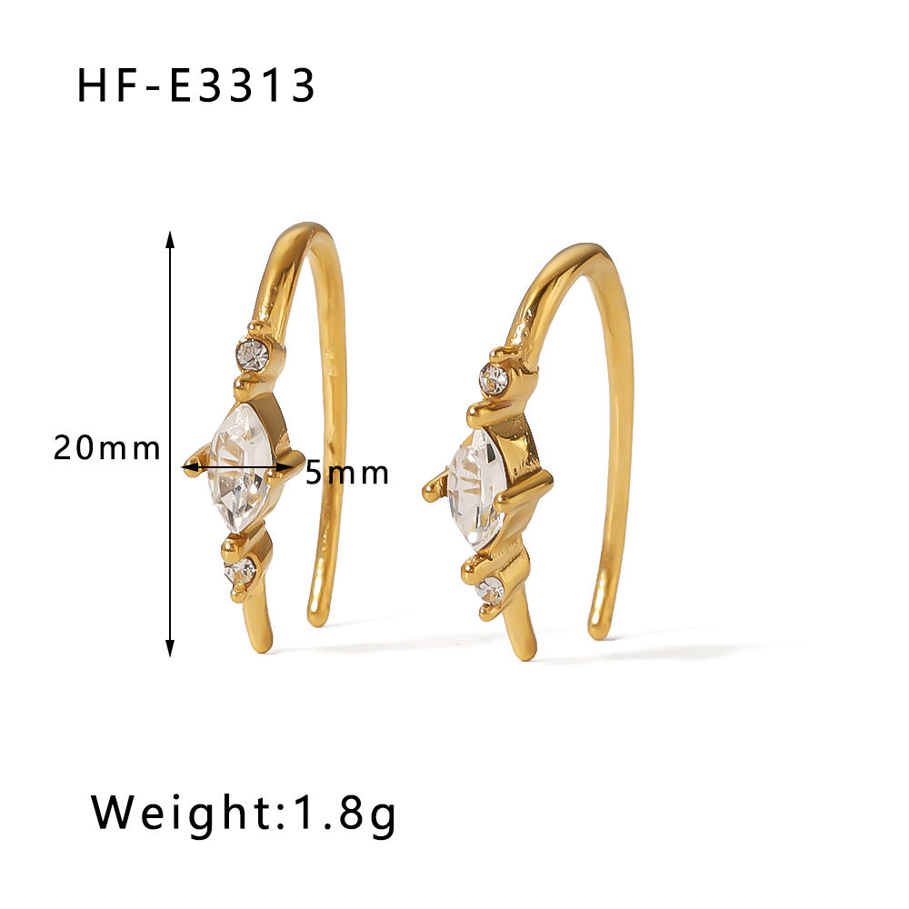 1 Pair Classic Style U Shape Crown Butterfly Plating Inlay Stainless Steel Artificial Pearls Zircon 18k Gold Plated Earrings