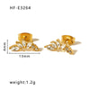 1 Pair Classic Style U Shape Crown Butterfly Plating Inlay Stainless Steel Artificial Pearls Zircon 18k Gold Plated Earrings