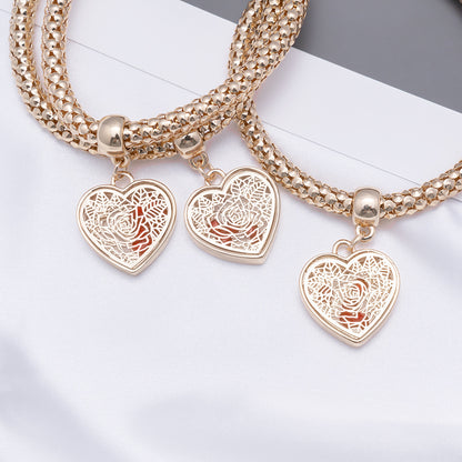 Sweet Leaf Heart Shape Butterfly Alloy Inlay Artificial Crystal Women's Bracelets