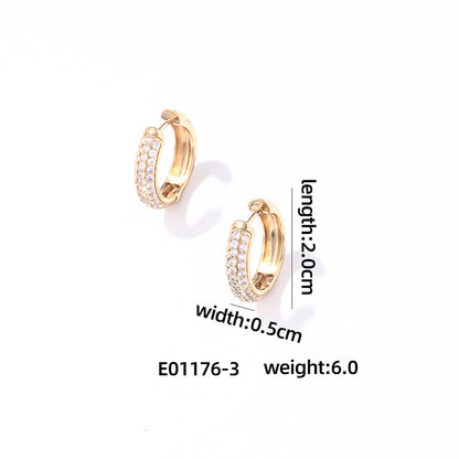 1 Pair Casual Simple Style Shiny Round Plating Inlay Copper Zircon Earrings