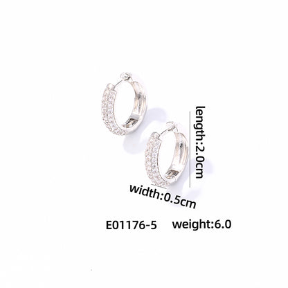 1 Pair Casual Simple Style Shiny Round Plating Inlay Copper Zircon Earrings