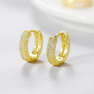 1 Pair Classic Style Shiny Round Plating Inlay Brass Zircon Gold Plated Platinum Plated Earrings