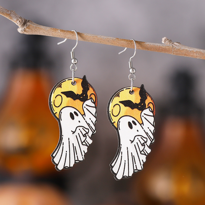 1 Pair Streetwear Halloween Pattern Wood Drop Earrings