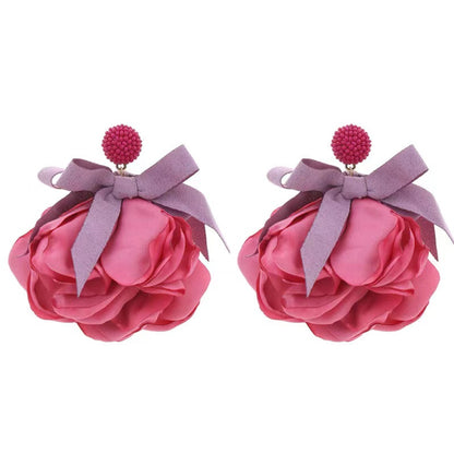 1 Pair Exaggerated Vacation Flower Cloth Drop Earrings