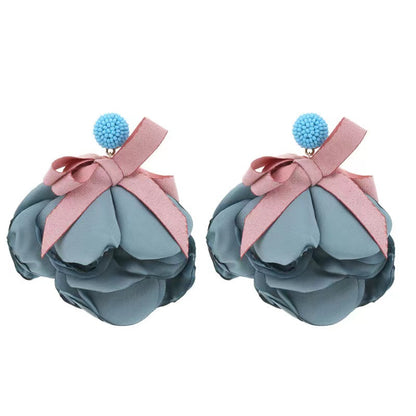 1 Pair Exaggerated Vacation Flower Cloth Drop Earrings