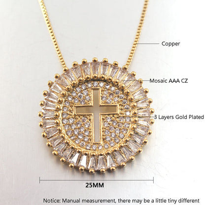 Ig Style Retro Simple Style Cross Copper White Gold Plated Gold Plated Zircon Pendant Necklace In Bulk