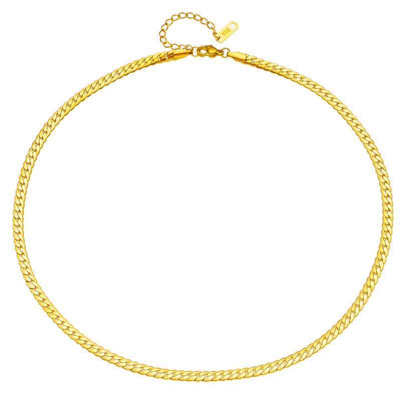 Classic Style Solid Color Titanium Steel 18k Gold Plated Necklace In Bulk