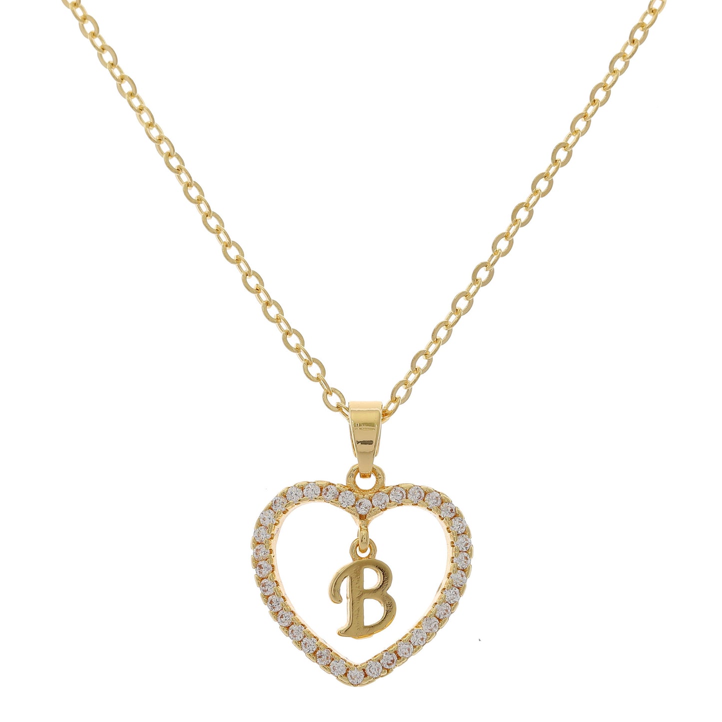 Simple Style Letter Heart Shape Alloy Inlay Zircon Women's Pendant Necklace