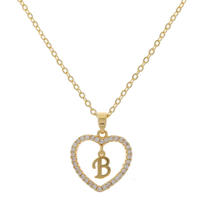 Simple Style Letter Heart Shape Alloy Inlay Zircon Women's Pendant Necklace