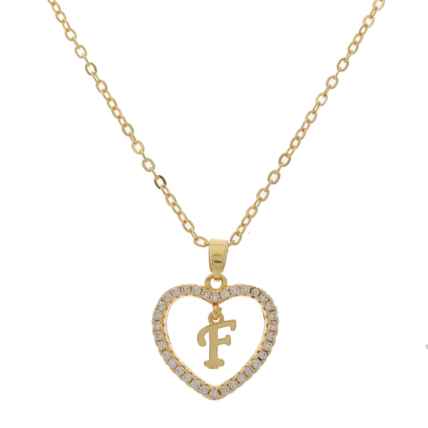 Simple Style Letter Heart Shape Alloy Inlay Zircon Women's Pendant Necklace