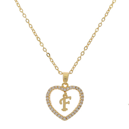 Simple Style Letter Heart Shape Alloy Inlay Zircon Women's Pendant Necklace