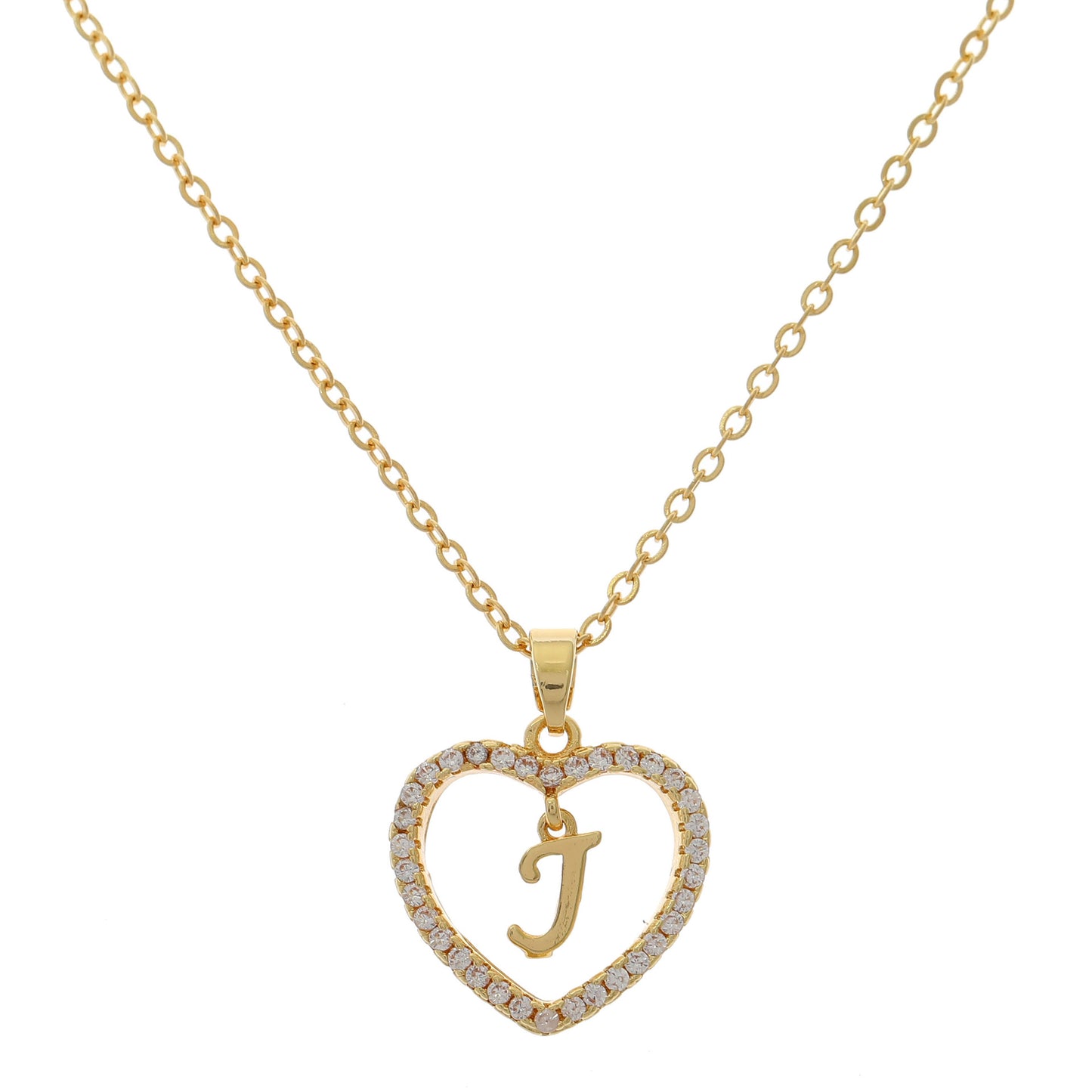 Simple Style Letter Heart Shape Alloy Inlay Zircon Women's Pendant Necklace