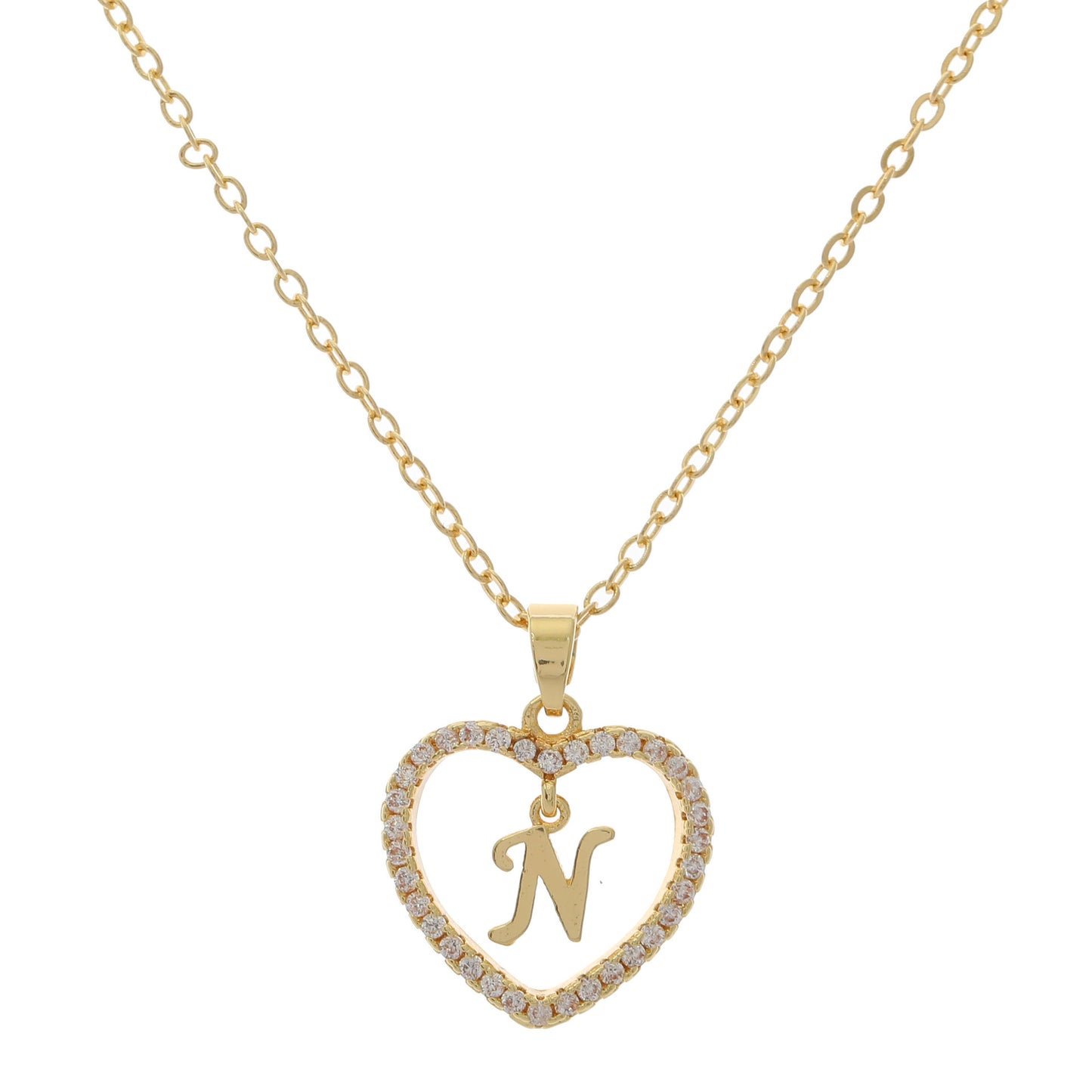 Simple Style Letter Heart Shape Alloy Inlay Zircon Women's Pendant Necklace