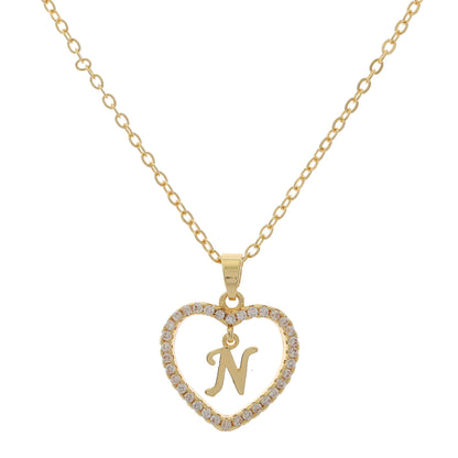 Simple Style Letter Heart Shape Alloy Inlay Zircon Women's Pendant Necklace