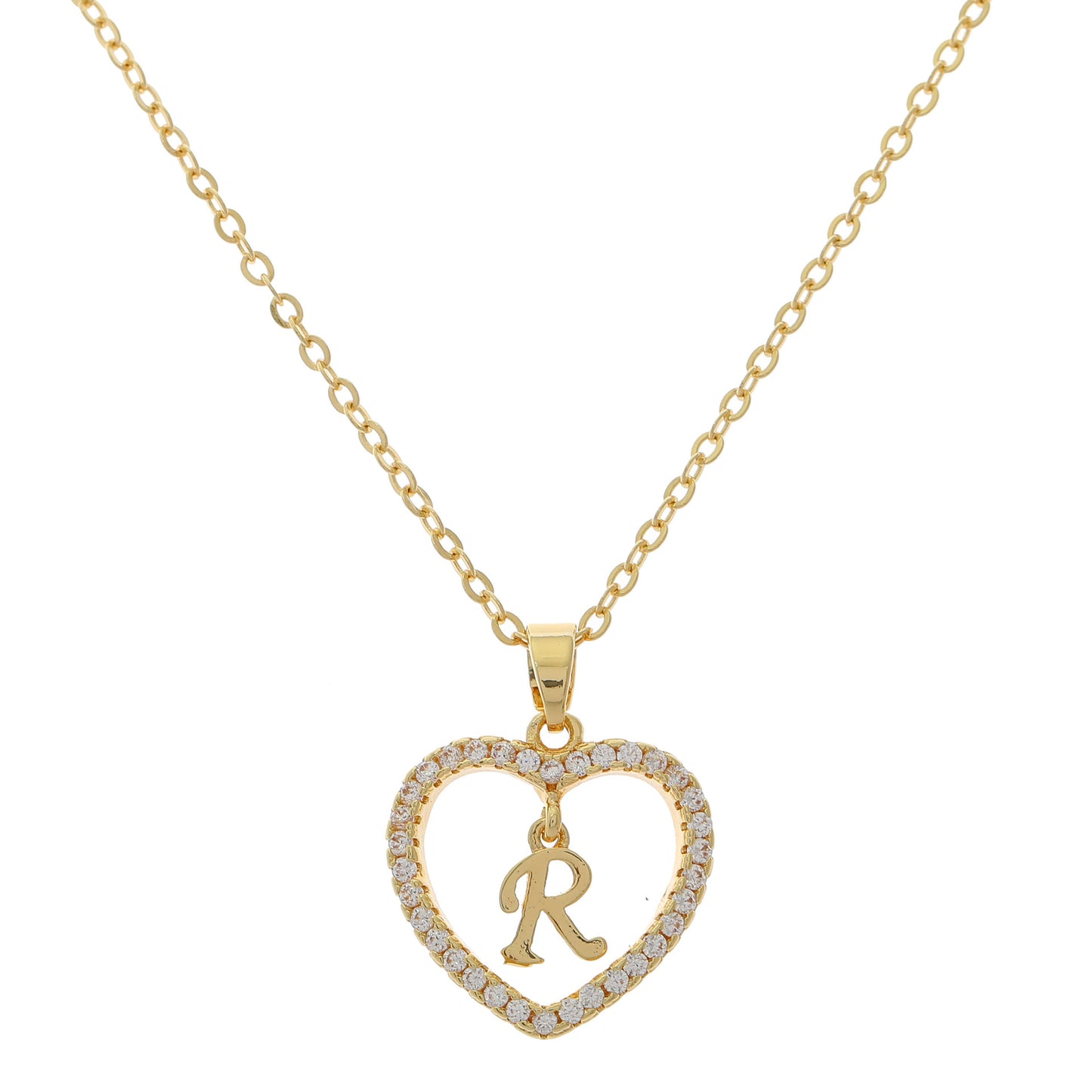 Simple Style Letter Heart Shape Alloy Inlay Zircon Women's Pendant Necklace