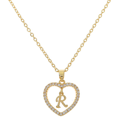 Simple Style Letter Heart Shape Alloy Inlay Zircon Women's Pendant Necklace