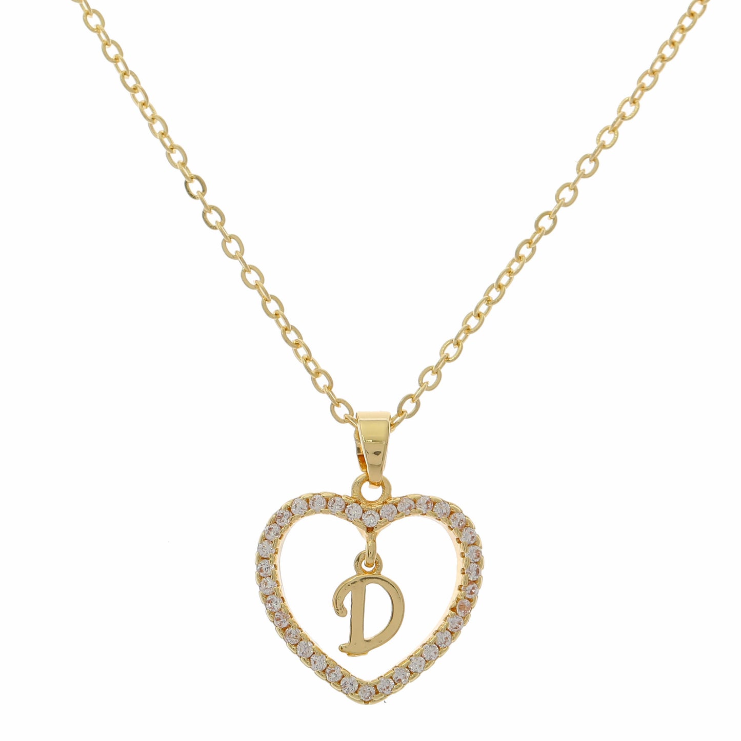 Simple Style Letter Heart Shape Alloy Inlay Zircon Women's Pendant Necklace