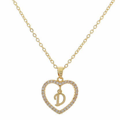 Simple Style Letter Heart Shape Alloy Inlay Zircon Women's Pendant Necklace