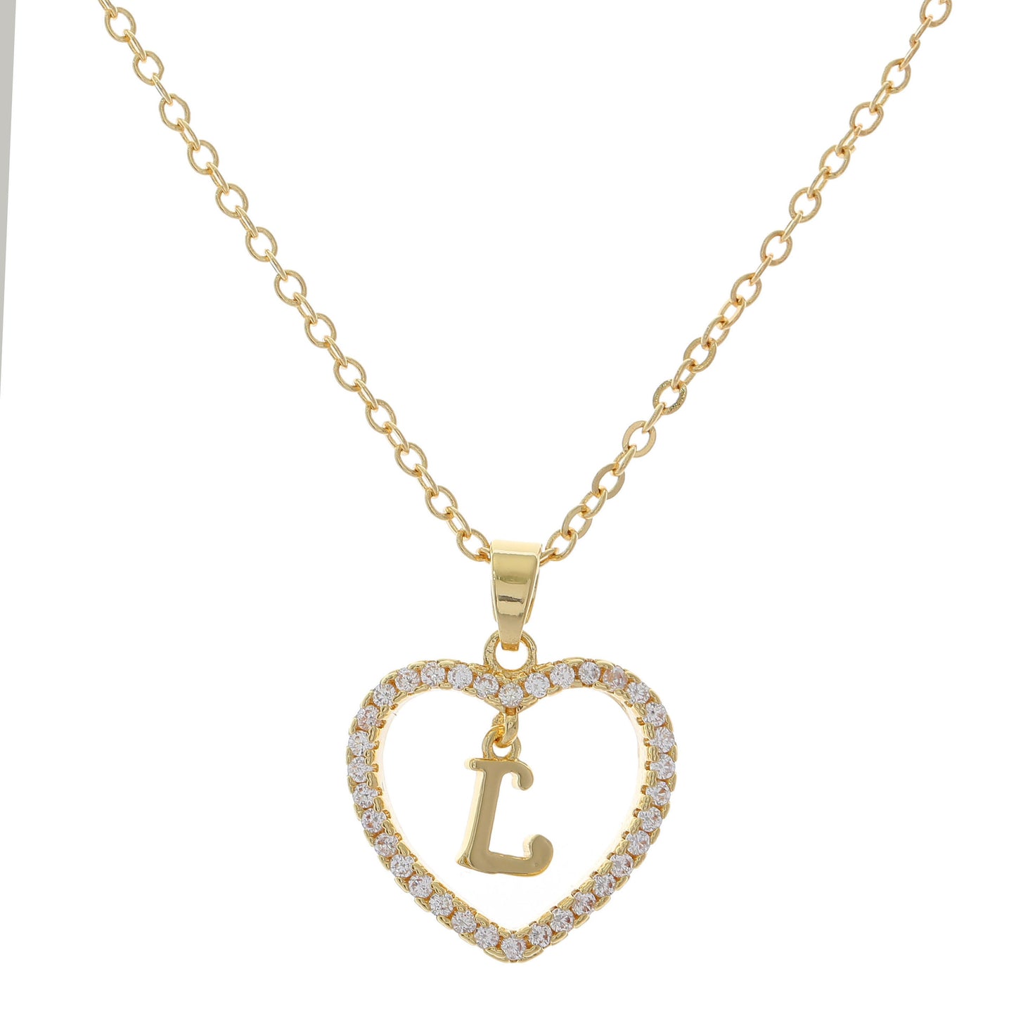 Simple Style Letter Heart Shape Alloy Inlay Zircon Women's Pendant Necklace