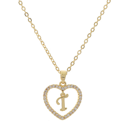 Simple Style Letter Heart Shape Alloy Inlay Zircon Women's Pendant Necklace