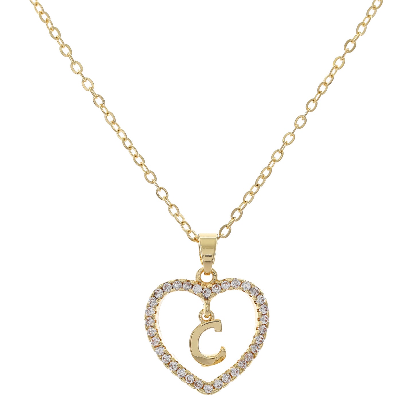 Simple Style Letter Heart Shape Alloy Inlay Zircon Women's Pendant Necklace