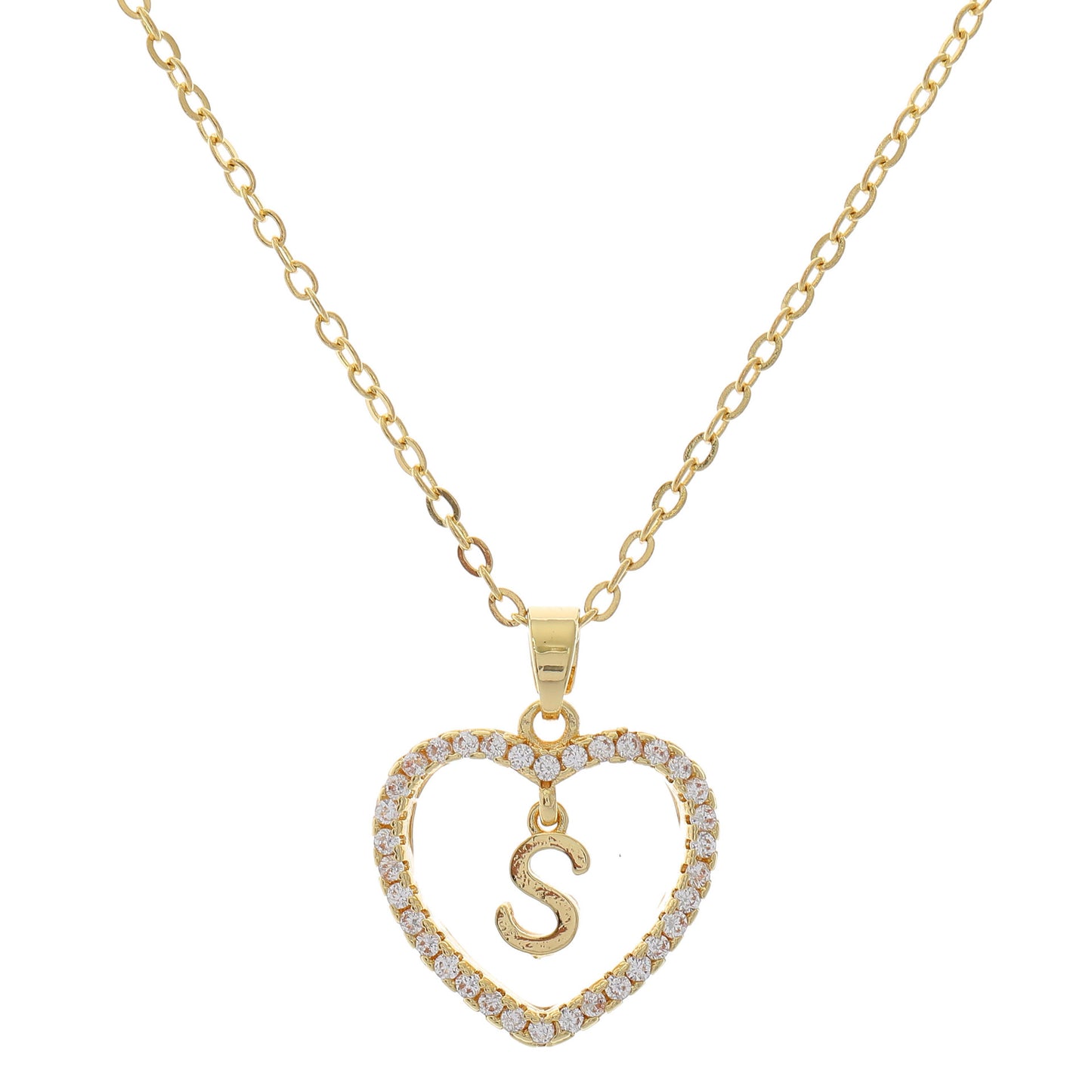 Simple Style Letter Heart Shape Alloy Inlay Zircon Women's Pendant Necklace