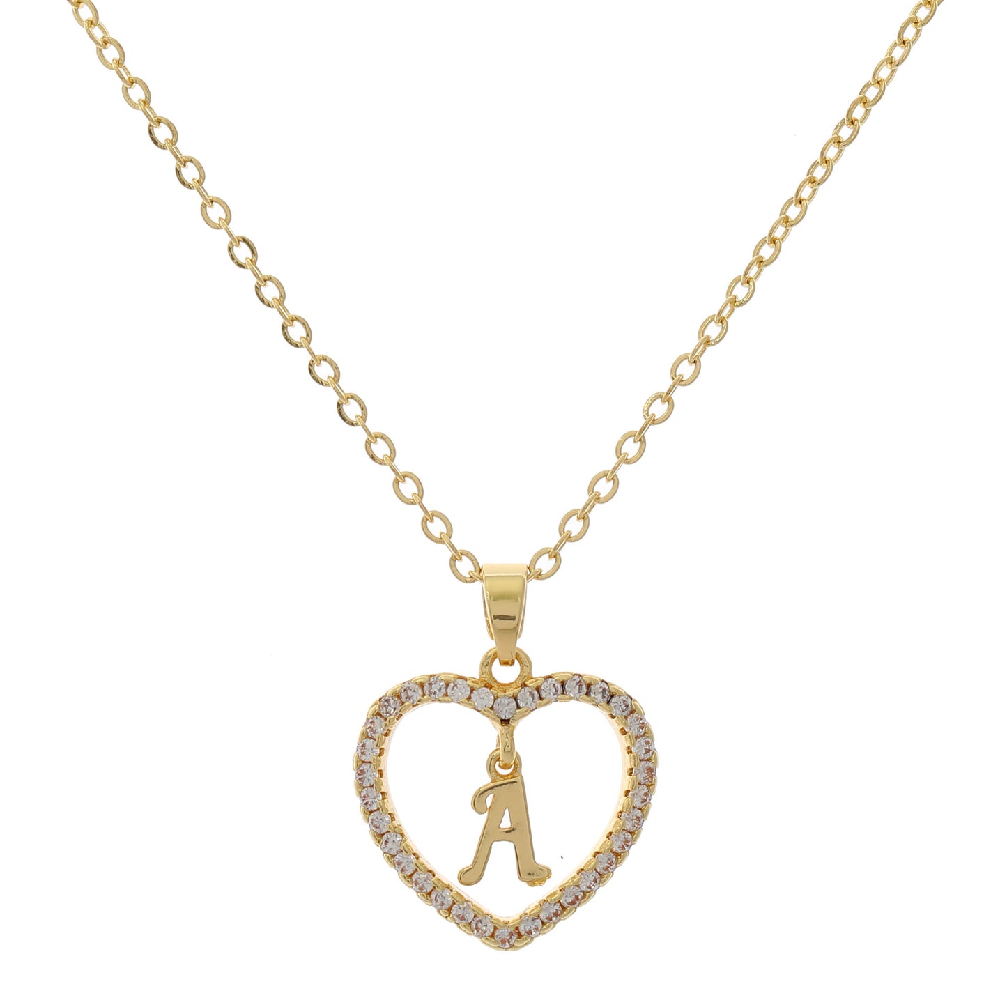 Simple Style Letter Heart Shape Alloy Inlay Zircon Women's Pendant Necklace