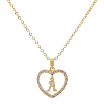 Simple Style Letter Heart Shape Alloy Inlay Zircon Women's Pendant Necklace