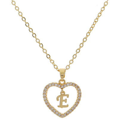 Simple Style Letter Heart Shape Alloy Inlay Zircon Women's Pendant Necklace