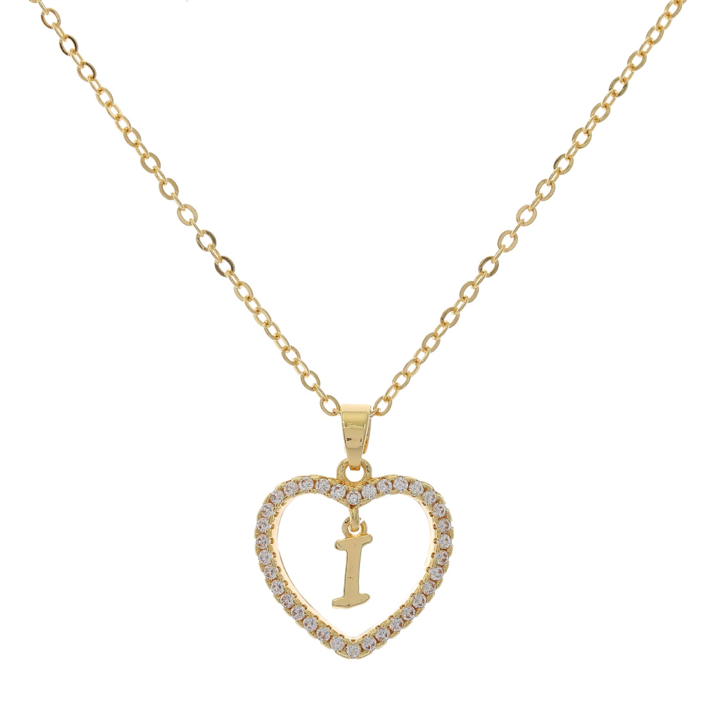 Simple Style Letter Heart Shape Alloy Inlay Zircon Women's Pendant Necklace