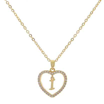 Simple Style Letter Heart Shape Alloy Inlay Zircon Women's Pendant Necklace