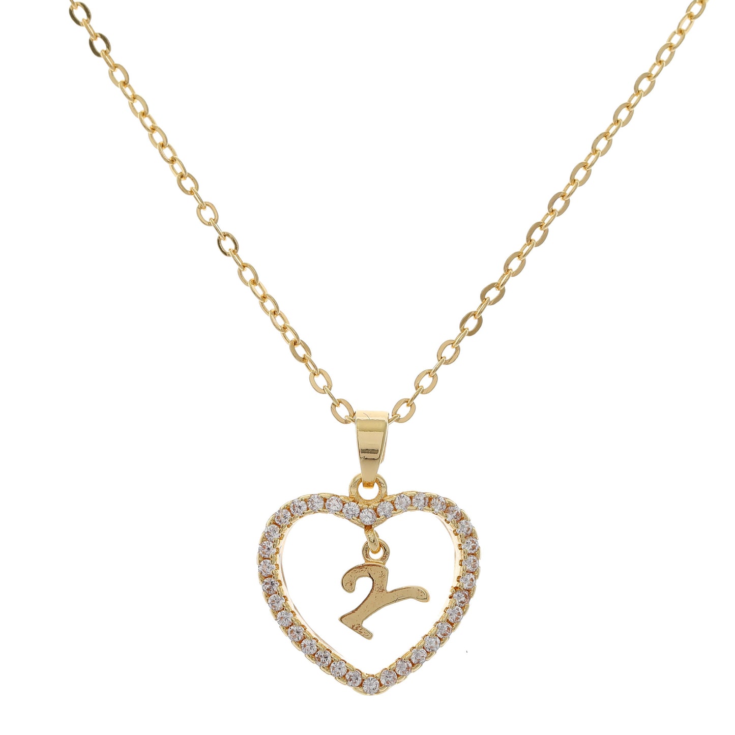 Simple Style Letter Heart Shape Alloy Inlay Zircon Women's Pendant Necklace