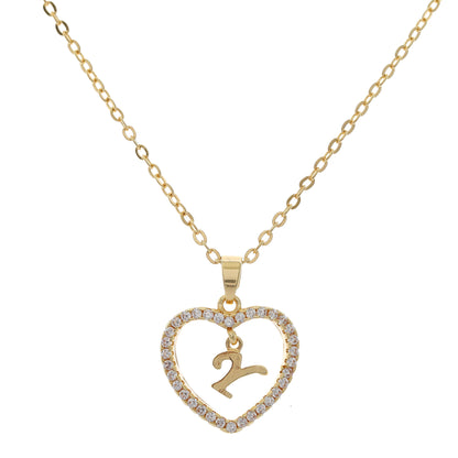 Simple Style Letter Heart Shape Alloy Inlay Zircon Women's Pendant Necklace