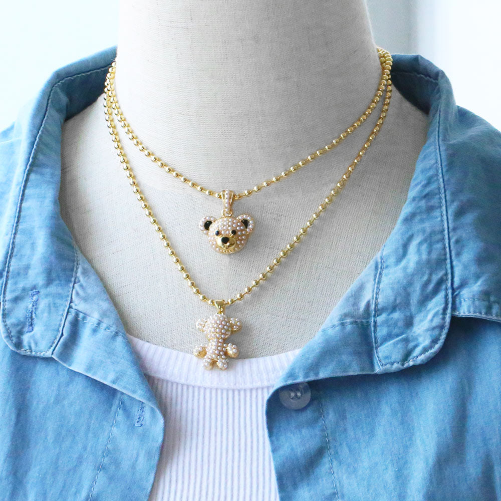 Simple Style Streetwear Little Bear Copper 18k Gold Plated Beads Pendant Necklace In Bulk