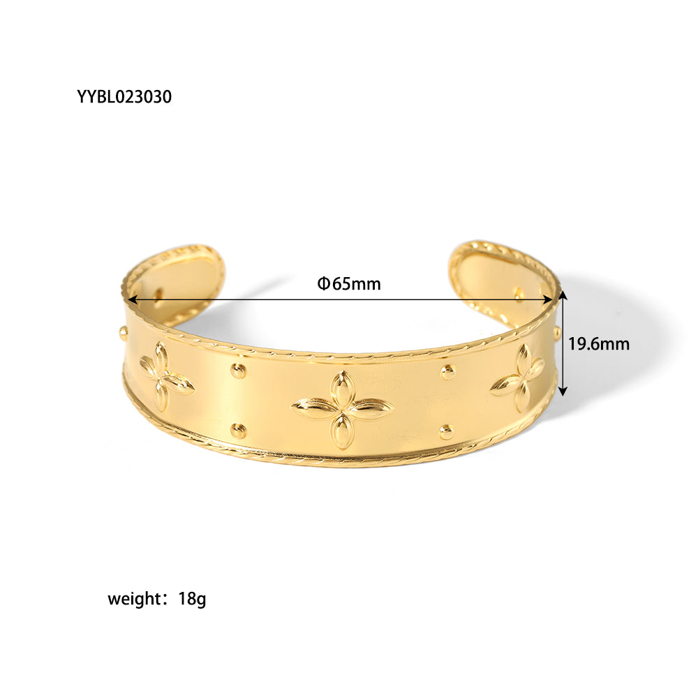 Elegant Streetwear Animal Leaf 304 Stainless Steel 18K Gold Plated Wristband Bangle In Bulk