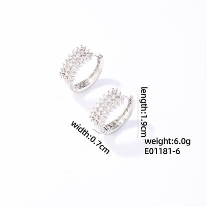 1 Pair Simple Style Solid Color Plating Inlay 304 Stainless Steel Copper Zircon Silver Plated Earrings