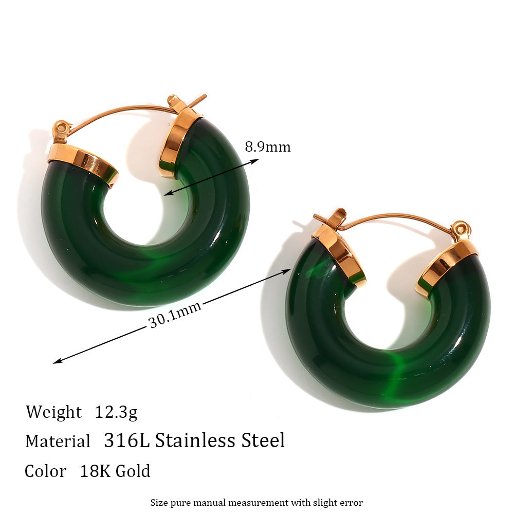 1 Pair Lady Round Plating Stainless Steel 18k Gold Plated Earrings