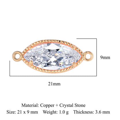 Classic Style Round Heart Shape Copper Inlay Crystal Glass Charms