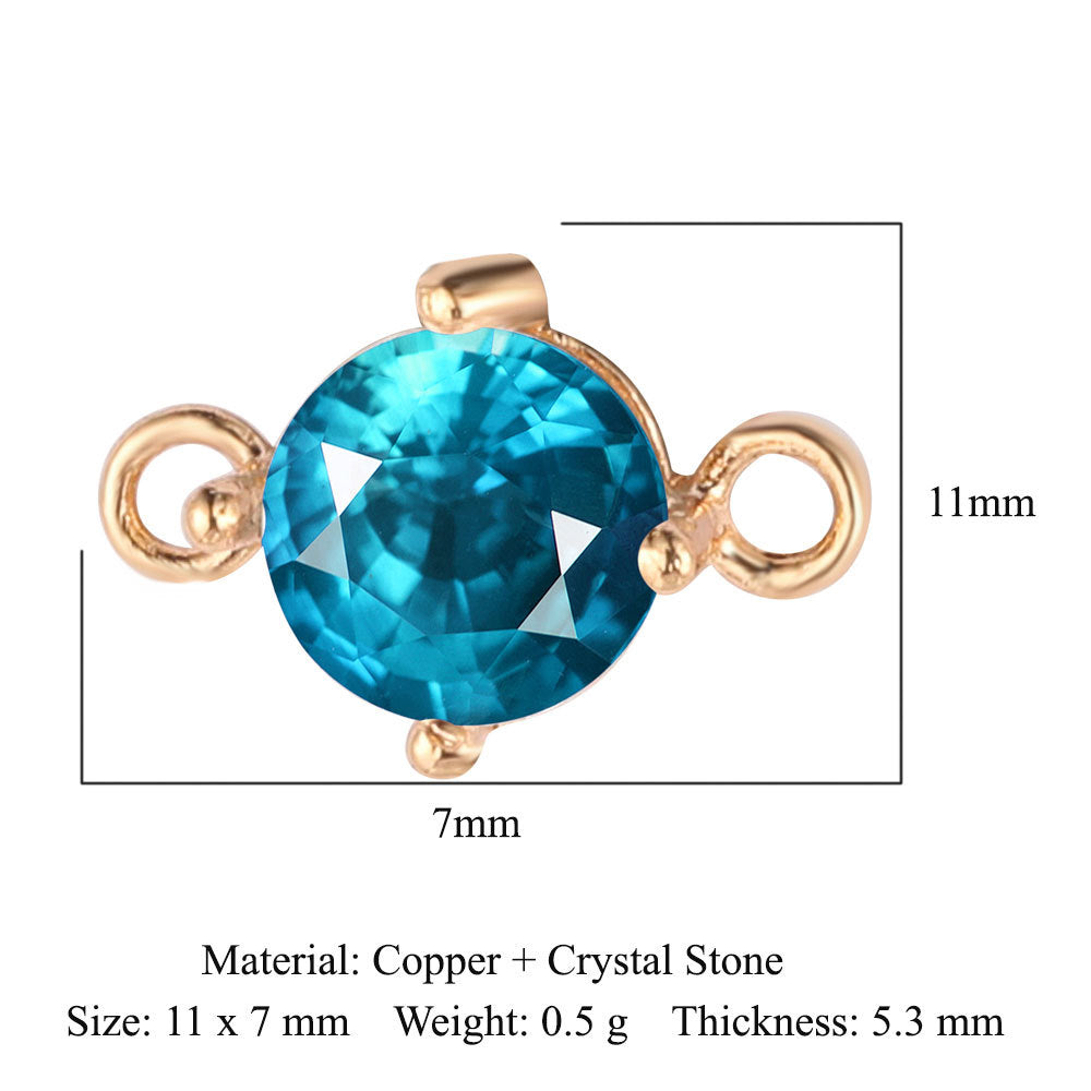 Classic Style Round Heart Shape Copper Inlay Crystal Glass Charms