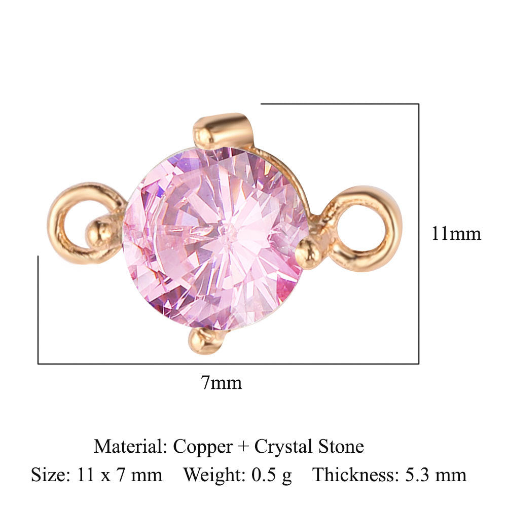 Classic Style Round Heart Shape Copper Inlay Crystal Glass Charms