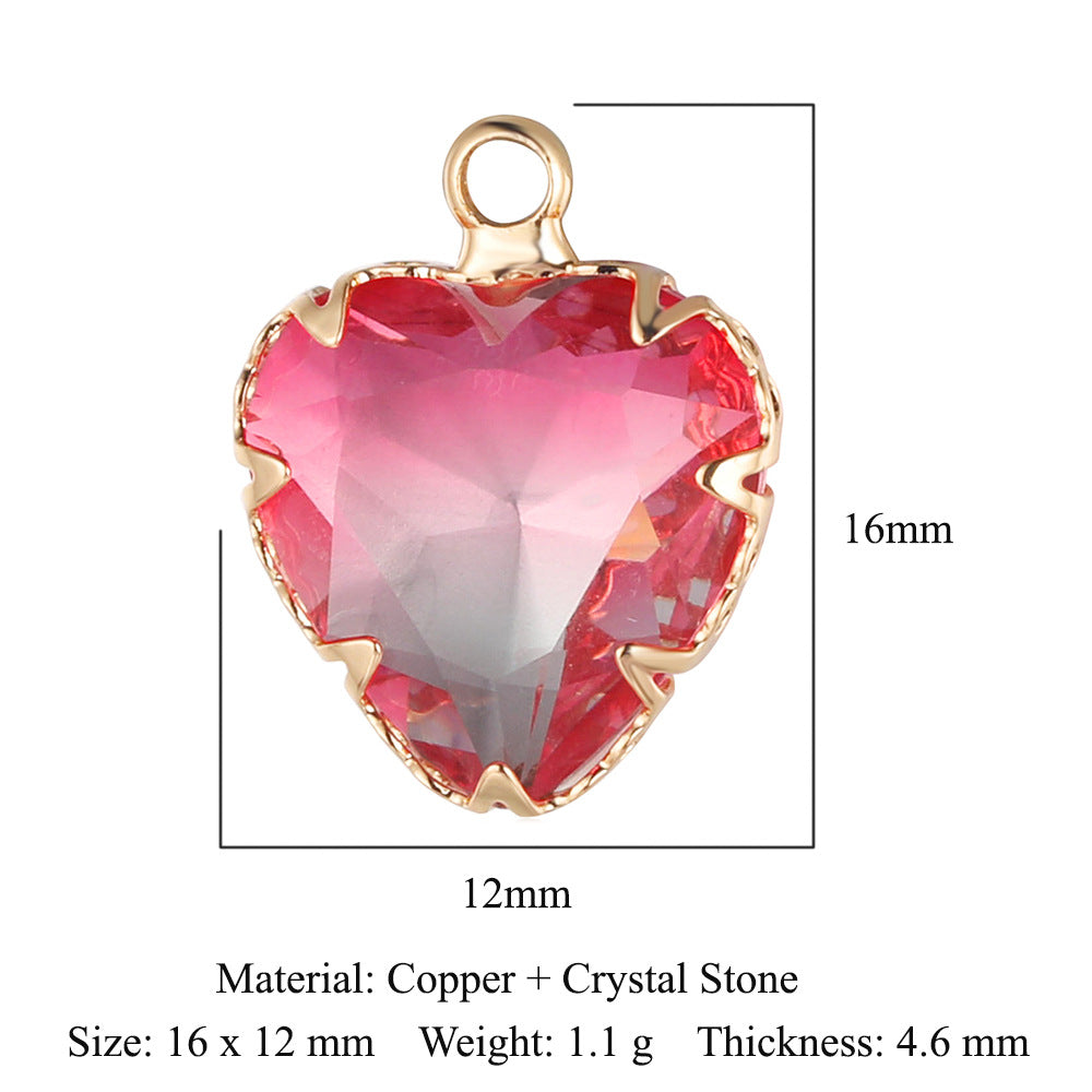 Classic Style Round Heart Shape Copper Inlay Crystal Glass Charms