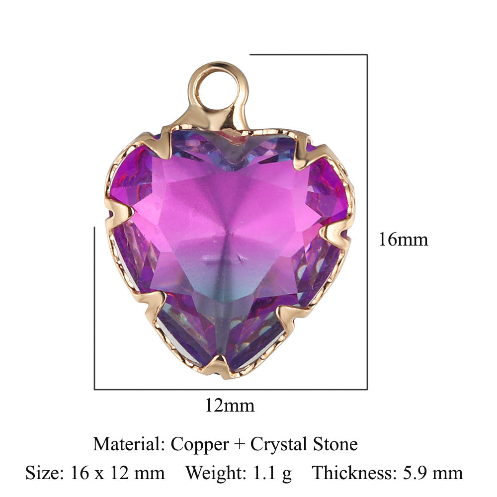 Classic Style Round Heart Shape Copper Inlay Crystal Glass Charms