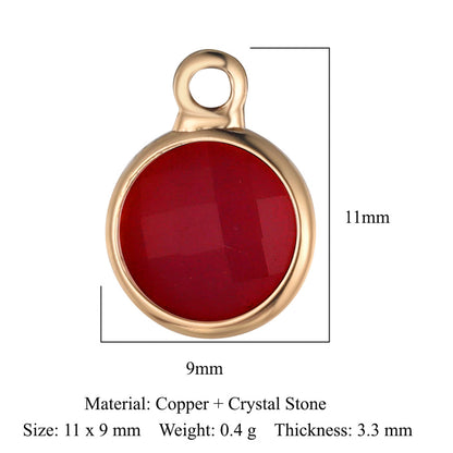 Classic Style Round Heart Shape Copper Inlay Crystal Glass Charms